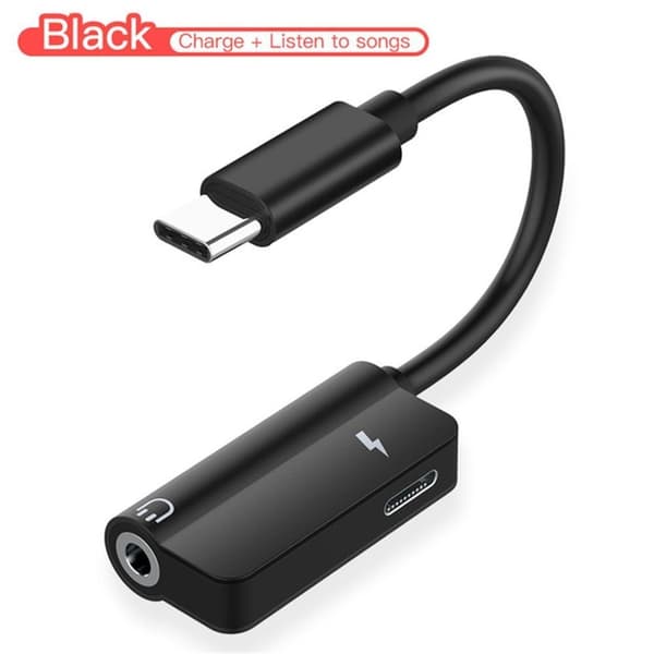 3 kpl Audio Lataussovitin USB Type-C - 3,5 mm liitin MUSTA 3 KPL black 3pcs-3pcs