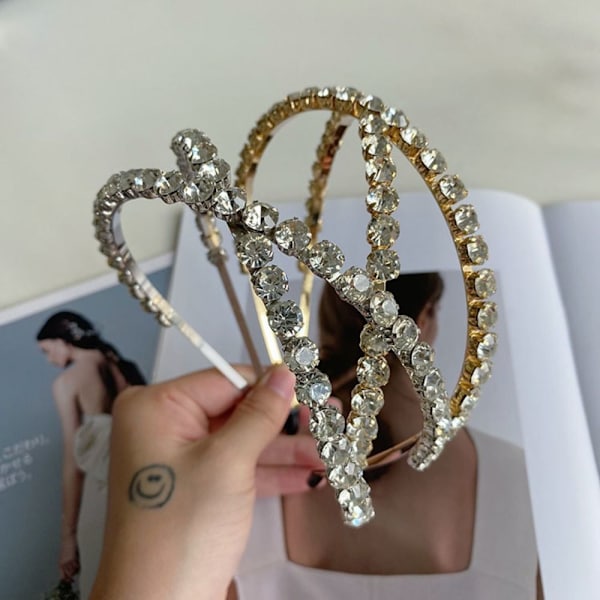 Barokk pannebånd Rhinestone Crown GULL gold