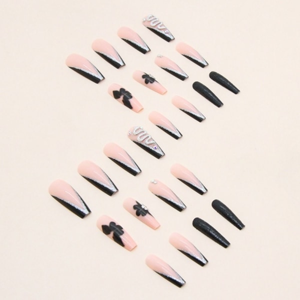 24stk Fake Nails Long French Ballerina Z659