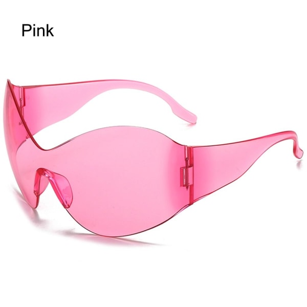 Oversized Futuristic Solbriller Y2K Solbriller PINK PINK Pink