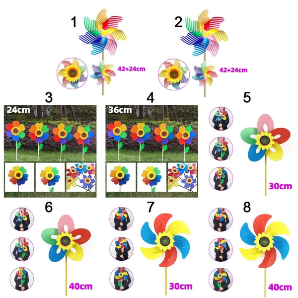 Värikäs Sunflower Windmills Layout Pinwheels Lelut 4 4 4