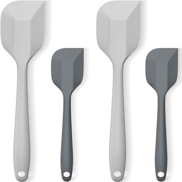 4 stk Silikonspatelsett Fleksibel skrape GRÅ&SORT grey&black