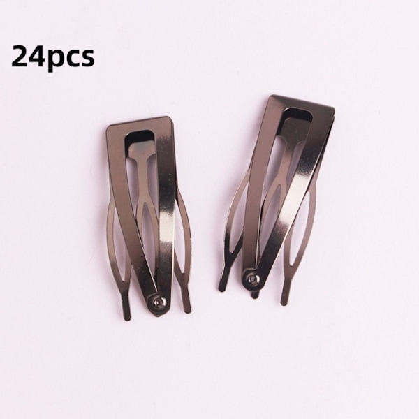 24ST Dubbelgrepp Hårklämmor Metall Snap GUNMETAL gunmetal