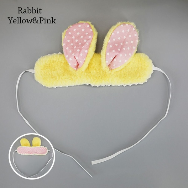 Sød kanin/bjørne pandebånd Plys dukke hovedbeklædning GUL&ROSA Yellow&Pink Rabbit-Rabbit