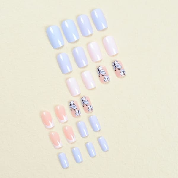 24stk False Nails Short Square French