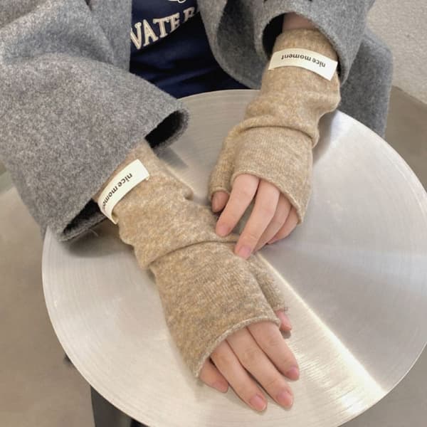 Lange håndledshandsker Strikkede handsker GRÅ grey