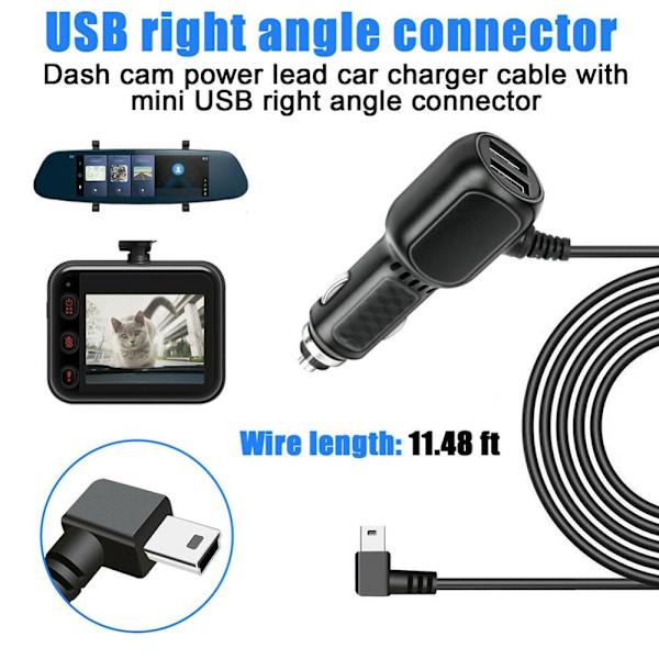 DVR Ladekabel Dash Cam Oplader Bil Oplader Kabel