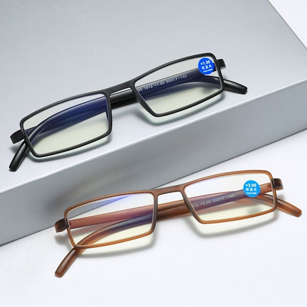 Anti-blåt lys læsebriller Firkantede briller BRUN Brown Strength 250