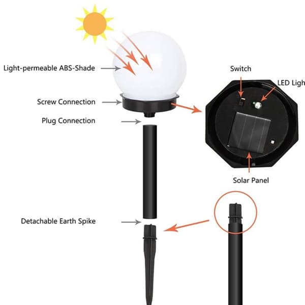 2stk Garden Globe Lamper Solar Light HVIT LYS HVIT LYS white light