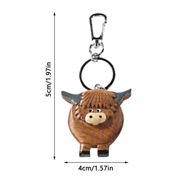 Highland Cow Nyckelring Bilnyckelspänne MÖRKBRUNT Dark Brown