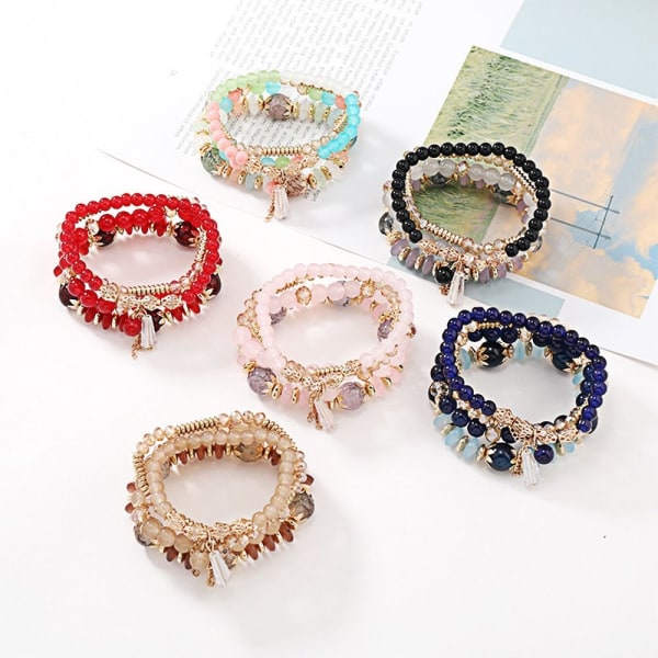 Bohemian Beads Rope Multilayer Armbånd C C C