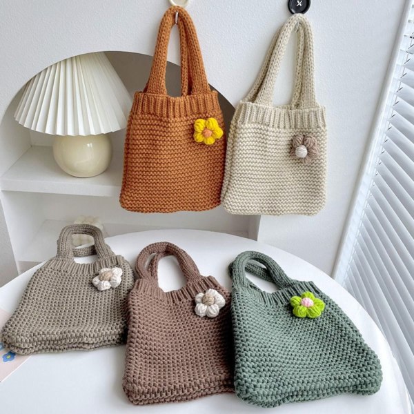 Stickad handväska Knot handledsväska KHAKI khaki