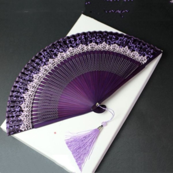 Skiftende Crown Fan Folde Fan LILLA purple