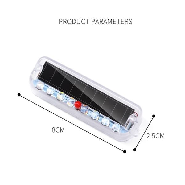 Solar Car Anti-tailgating Blinker lys Advarsel LED lys HVIT White