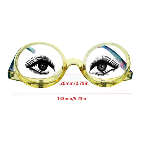 Roterende Makeup Læsebriller Foldebriller GUL Yellow Strength 1.50-Strength 1.50
