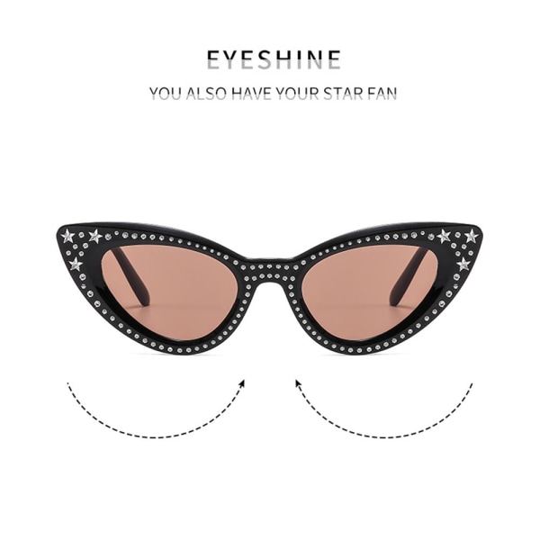 Cat Eye Solglasögon för kvinnor Diamantsolglasögon CHAMPAGNE-TE Champagne-Tea
