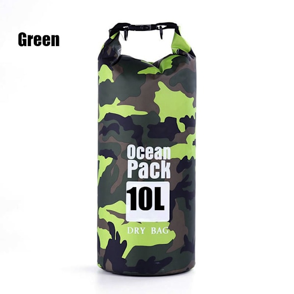 Vattentät torrväska strandbadväskor River Ocean ryggsäck Green 10L