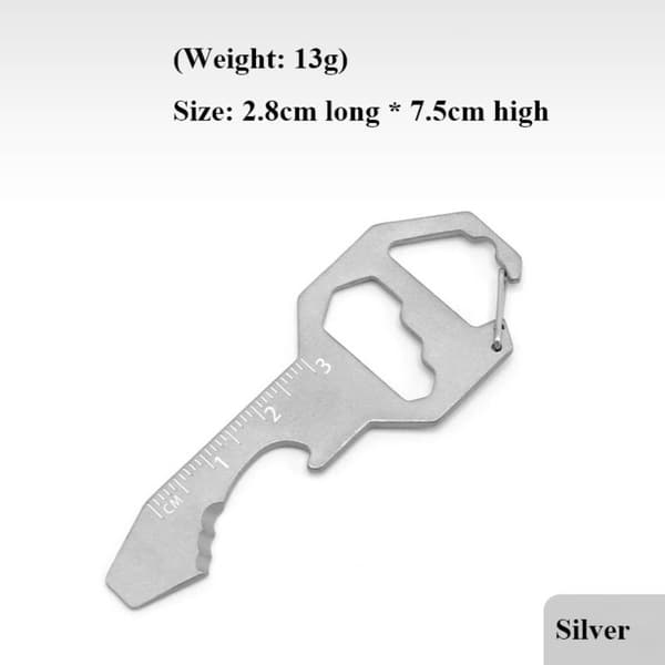 2stk udendørs multiværktøj EDC nøglering SØLV Silver