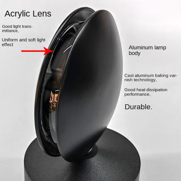 LED væglampe vindueskarm lys SORT black