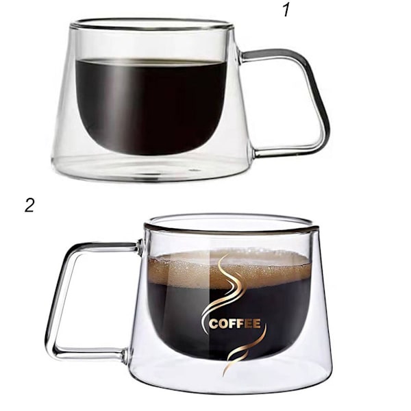 200 ml kaffe-tekopp dubbelglaskopp 2 2 2