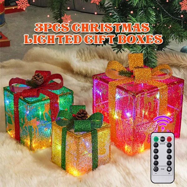 3st Dekoration Upplysta presentförpackningar Jul LED-lampor Box B B B