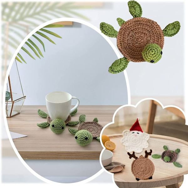 Håndlavede Turtle Coasters til Krus Kaffekopper RØD BLOMST RØD Red Flower