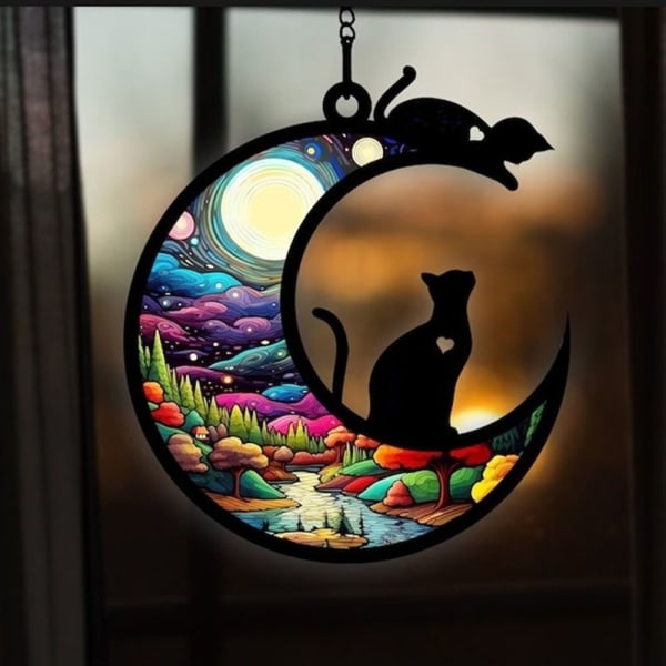 Halloween Cat Charms Måneformede kattedørskranse F F F