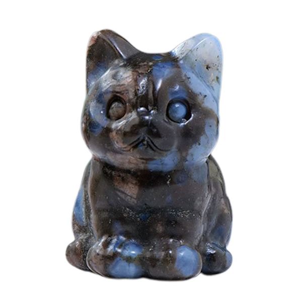 Natural Crystal Cat Figurine Fortune Cat Statue 6 6 6