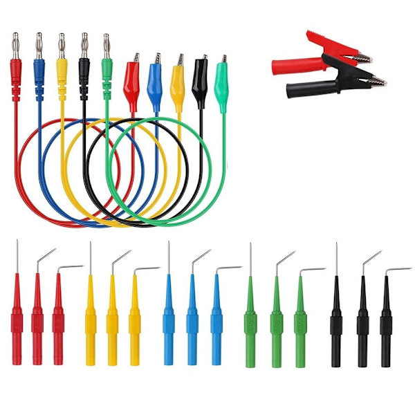 22 STK Multimeter Testledninger Tilbage Probes Kit Pins Alligator Clip