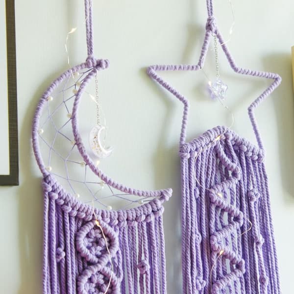 2 ST Drömfångare Star Moon Drömfångare Boho Dream Catcher
