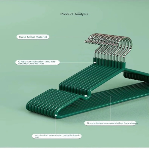 10ST torra klädhängare Svart klädhängare för vuxna Green 10Pcs-10Pcs
