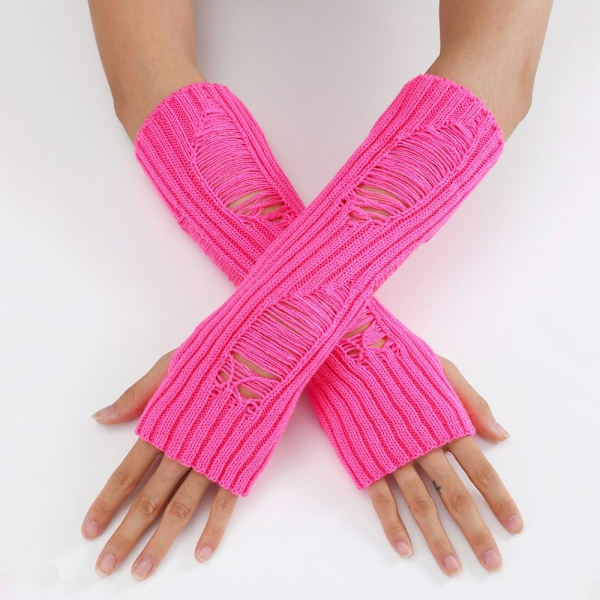 Långa handledshandskar Stickade handskar ROSA pink