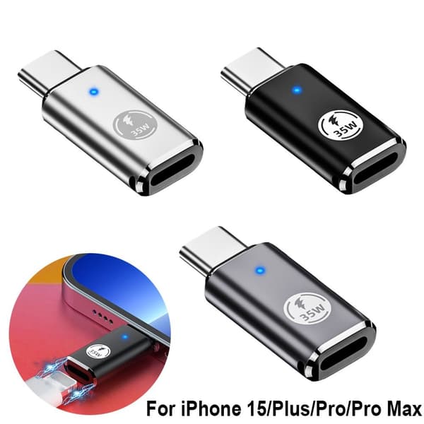 USB Type C - Lighting Converter -puhelinsovitin MUSTA Black