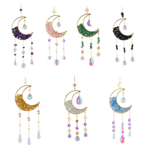 Crystal Moon Wind Chime LILA purple