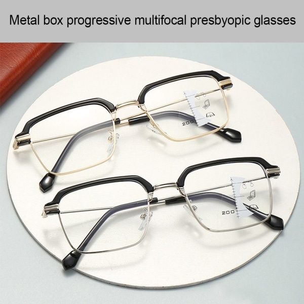 Anti-blåt lys læsebriller Firkantede briller GULD STYRKE Gold Strength 350