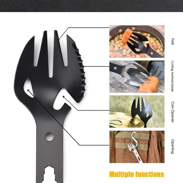Outdoor Fork Spoon Pullonavaaja MUSTA Black