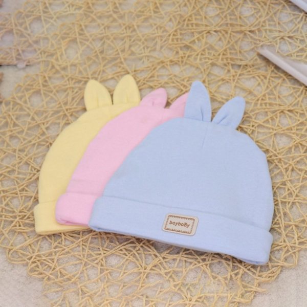 2 STK Babystrikklue Bunny Hats GUL A A yellow A-A