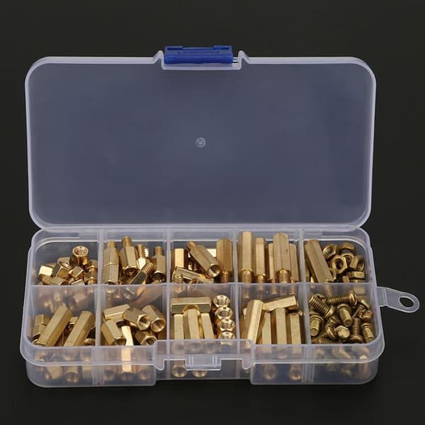 180 st Hex Mässing Spacer Sortiment Kit Standoff skruvmutter