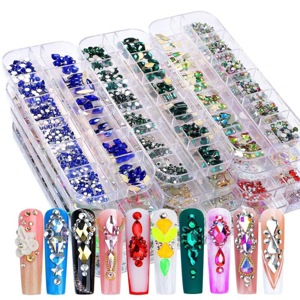 12Gird Box Nail Art Diamond Rhinestones STYLE A STYLE A Style A