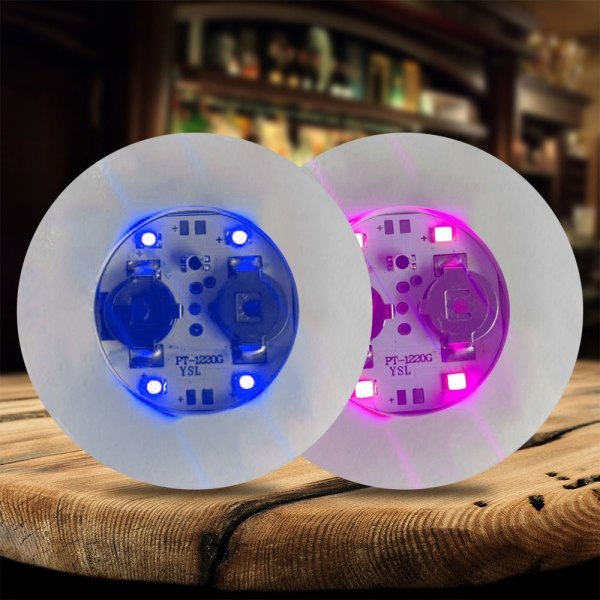 12 stk LED Farget Coaster Vinflaske Lights Coaster Glødende