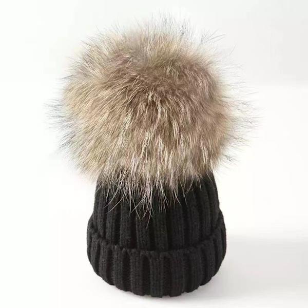 Förälder-barn Stickad Mössa Cap BEIGE VUXEN Vuxen beige adult-adult