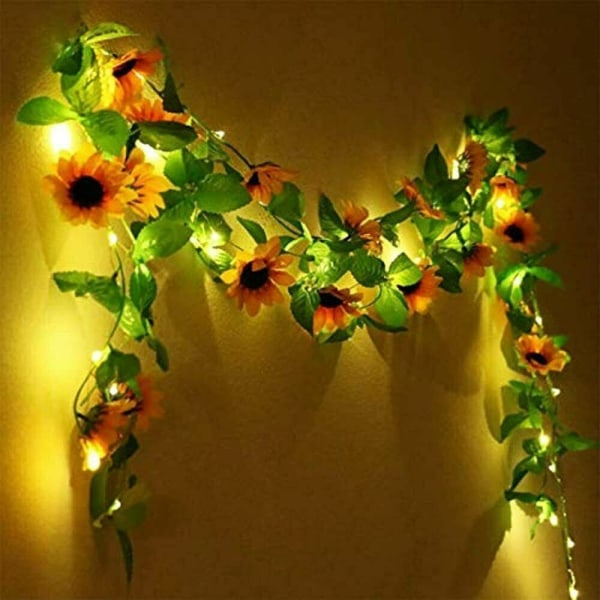 Utendørs Fairy String Lights Solar Powered Sunflower Lights