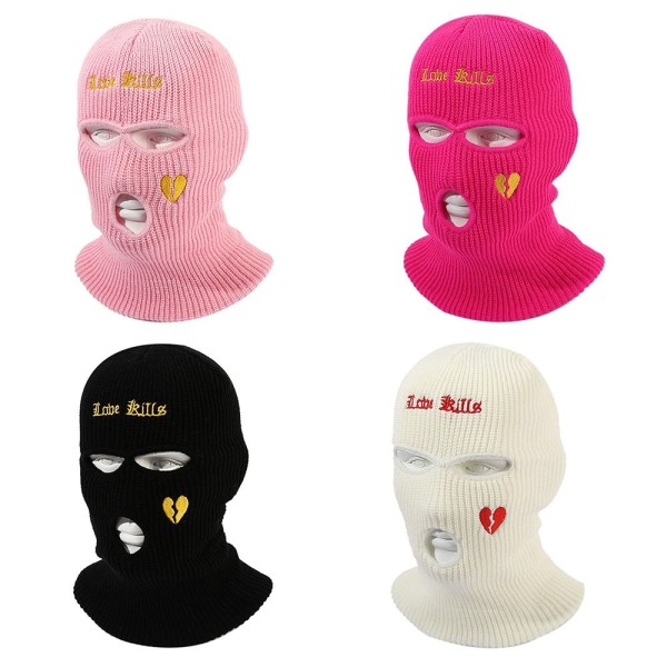 Ull stickad mössa skidmask ROSA Pink