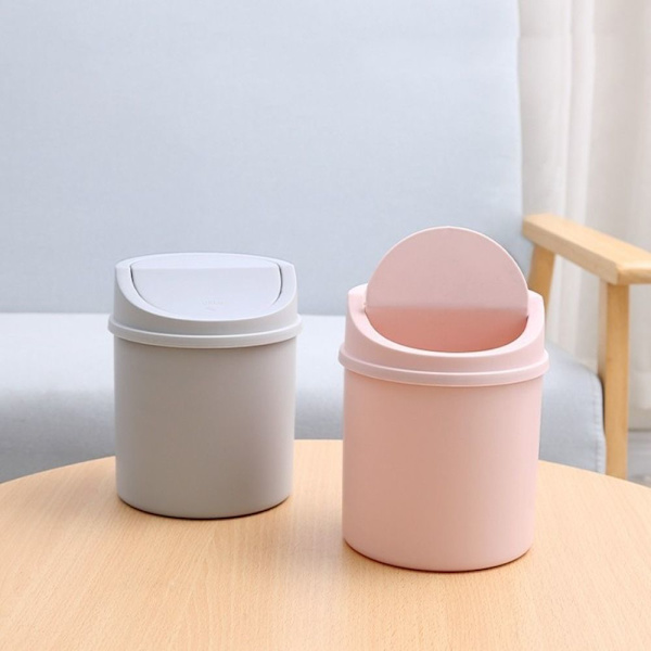 Mini Desktop Bin Liten søppelbøtte HVIT white