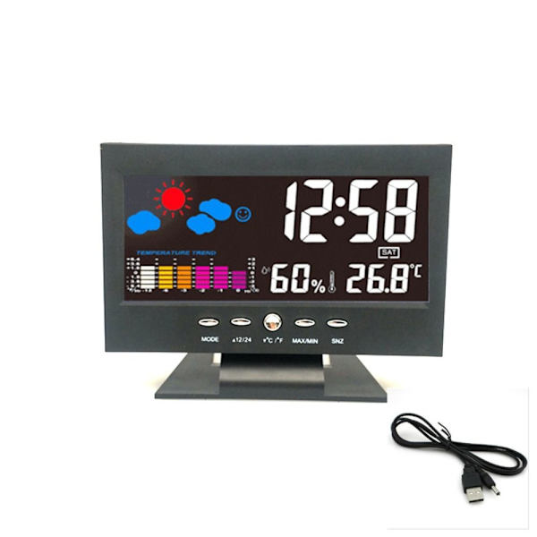 Väder elektronisk väckarklocka digital spegel Black