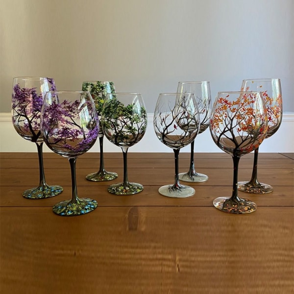 Four Seasons Tree Wine Glasses Seasons Glas Cup EFTERÅR EFTERÅR