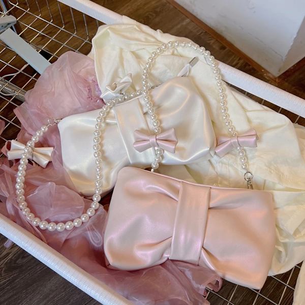 Girl Pearl Bow håndtasker underarm taske pink