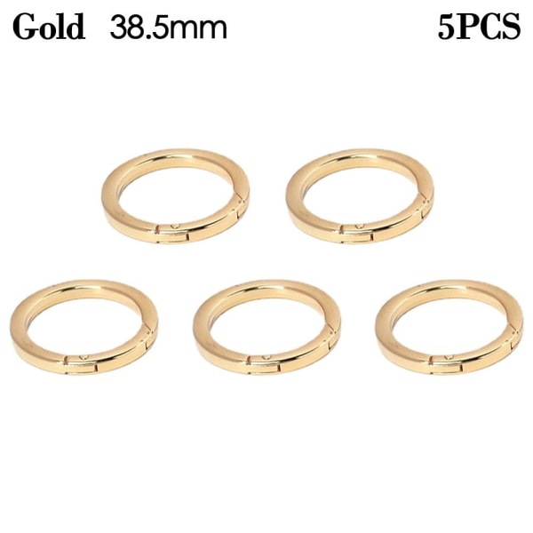 5 stk Fjær O-ringspenner Karabiner vesker Håndvesker GULL 38,5MM Gold 38.5mm