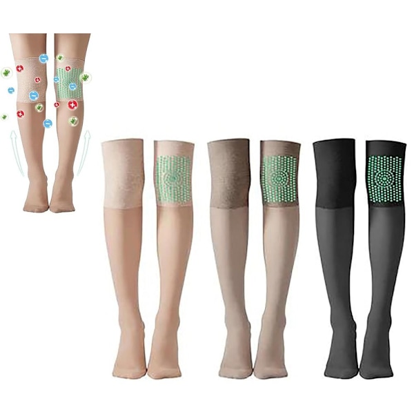 Polvikorkeat reisisukat Ionic Lymphatic Detoxification -sukat MUSTA Black