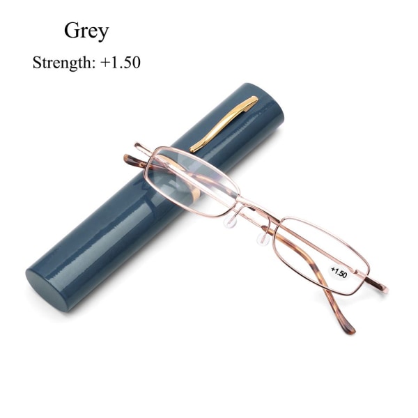 Reading Glasses with Pen Tube Case GRAY STRENGTH 1.50 gray Strength 1.50